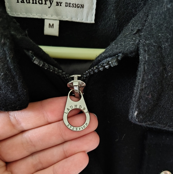 Laundry by Design Women's Medium Belted Wool Blend Coat w/ Faux Fur Hood Trim - Picture 6 of 15